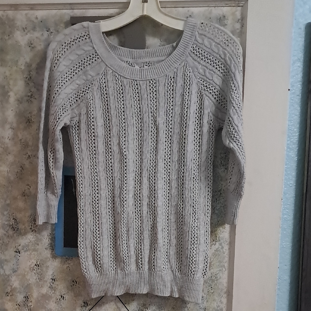 SO Women's Light Gray Cable Knit Sweater